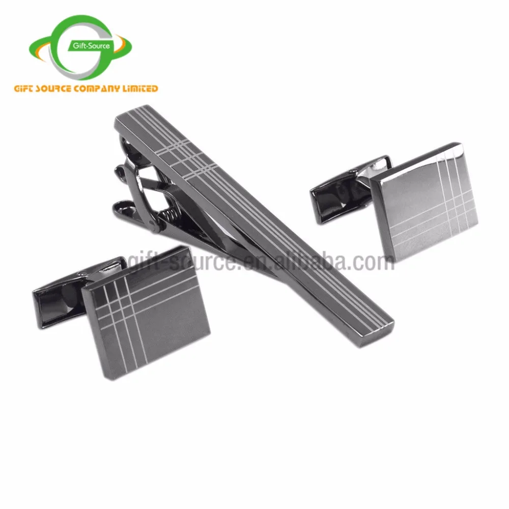 
2019 hot new custom design promotional gift cufflinks set and tie clip set 