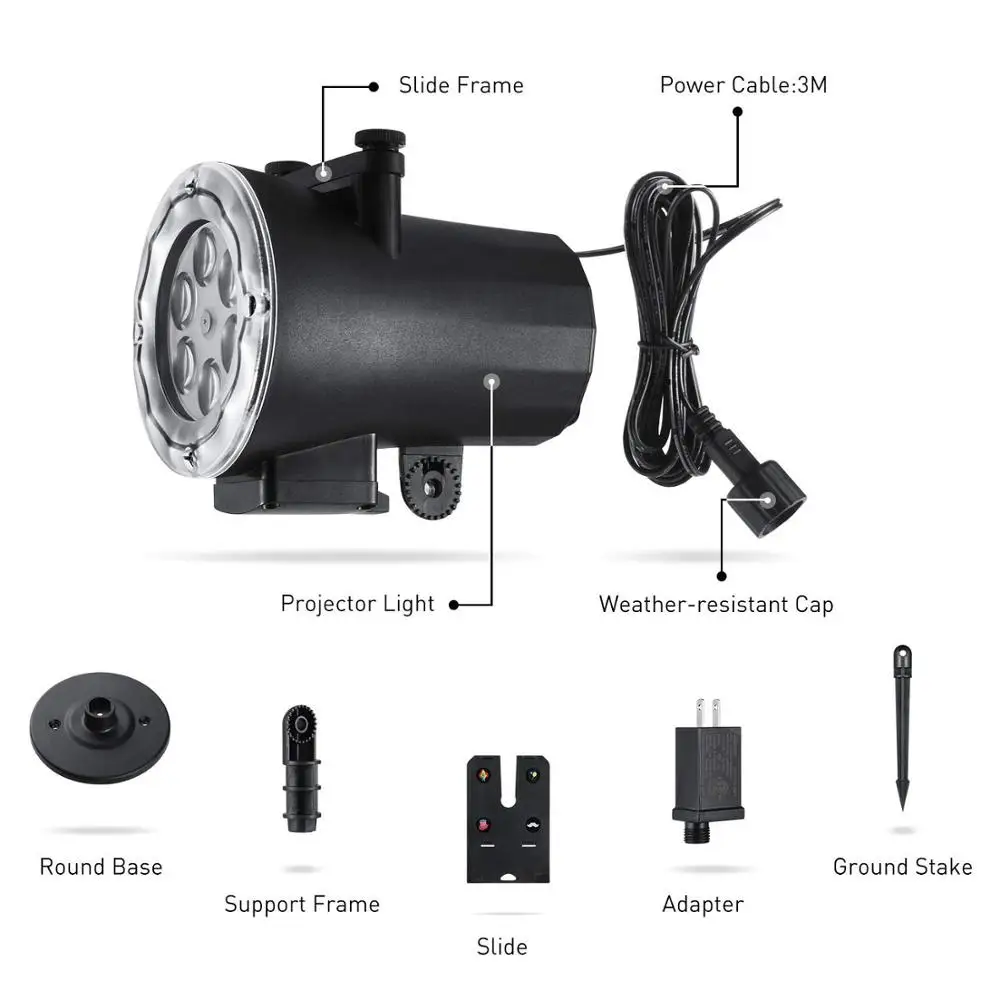 High Bright 12 Pattern LED Projector Light Plug-in Card Lawn LED Landscape Garden Lamp Light Projector