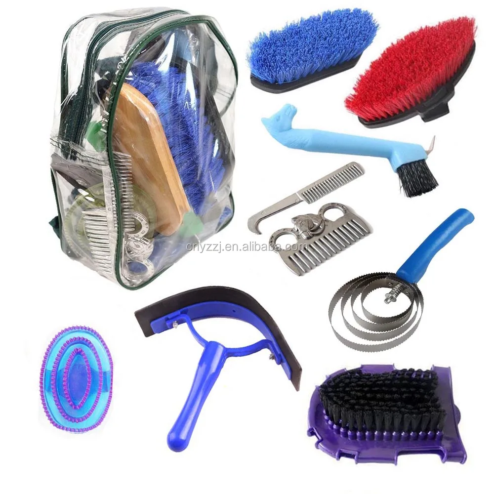 Wholesale Horse Grooming Cleaning Brushes Mitts Set with Bag
