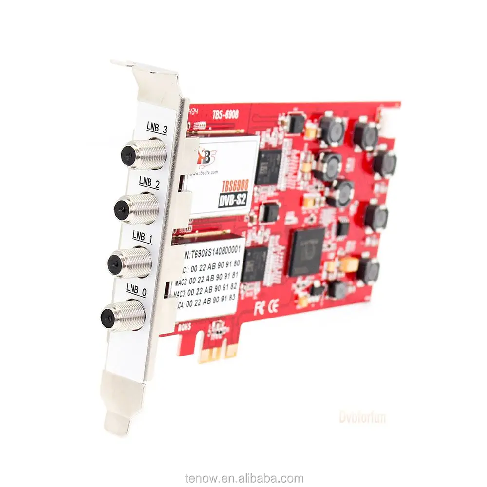 Профессиональный цифровой спутниковый четырехъядерный ТВ-тюнер TBS6908 DVB-S2 Quad тюнер карта PCIe