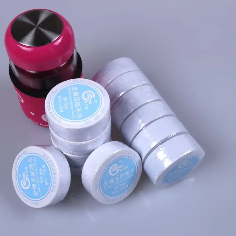 China Hot Sale Round Shape Magic Compressed 100% Cotton compact Guest Towel