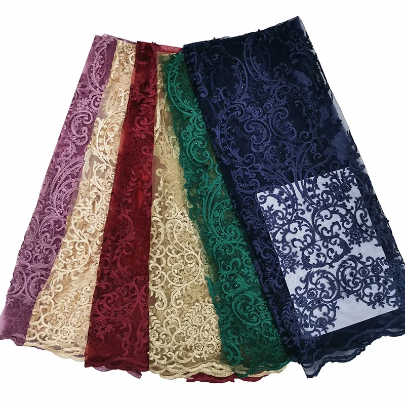 guangzhou bestway cheap african embroidered burgundy lace fabric