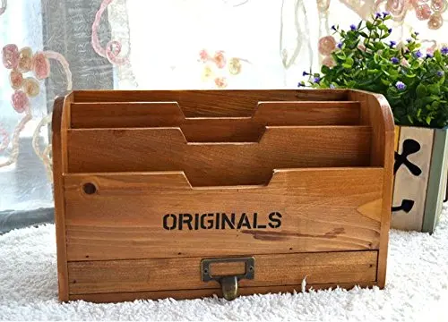 Originals Retro Wooden Stacking Letter Tray/Drawer Organizer/Desktop Mail Box/File Sorter