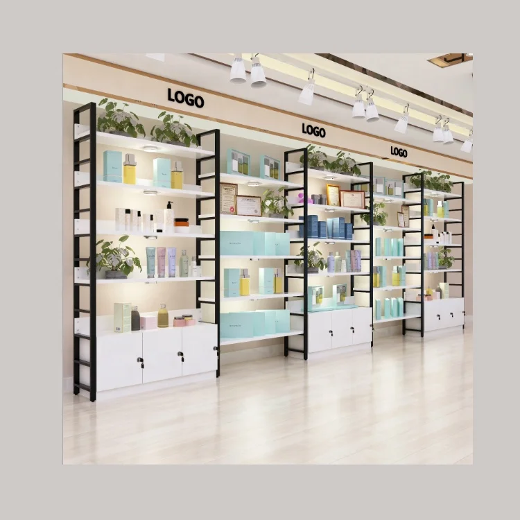 
Custom Nail Polish Makeup Cabinet Display Booth Display Stand Shelf Showcase Perfume Store Furniture Display Design 