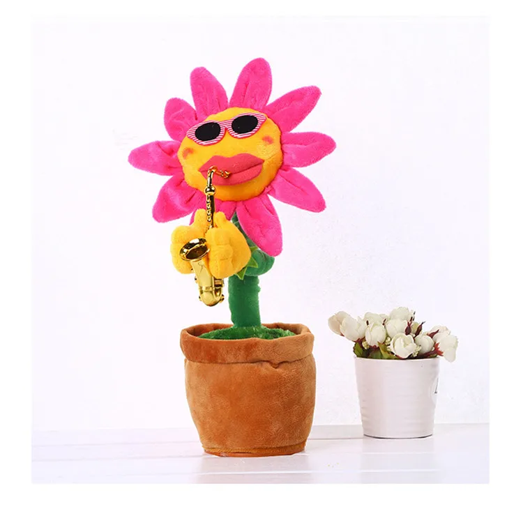 
electric sunflower singing dancing saxophone plush musical toys for children 