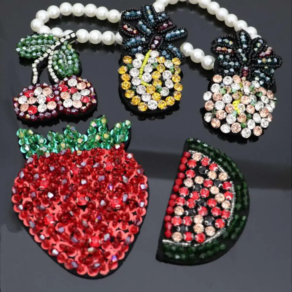 SHANGJIN FASHION Wholesale Different design Hand-Beaded Iron on Fruit patch for garments and shoes