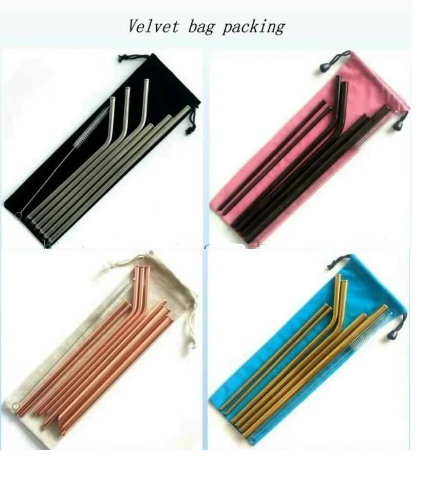 Set of 8 Stainless Steel Straws Drinking Metal Straws For Tumblers Rumblers Cold Beverage