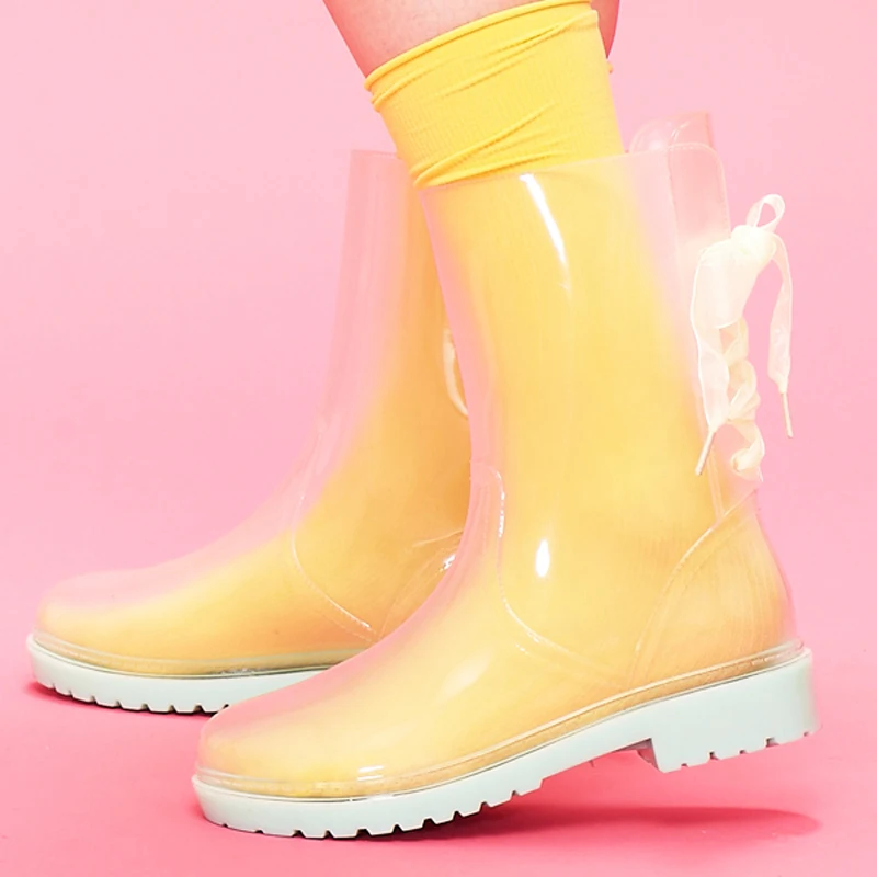 Sunflower Clear Rain Boots, China Transparent Rain Boots Women