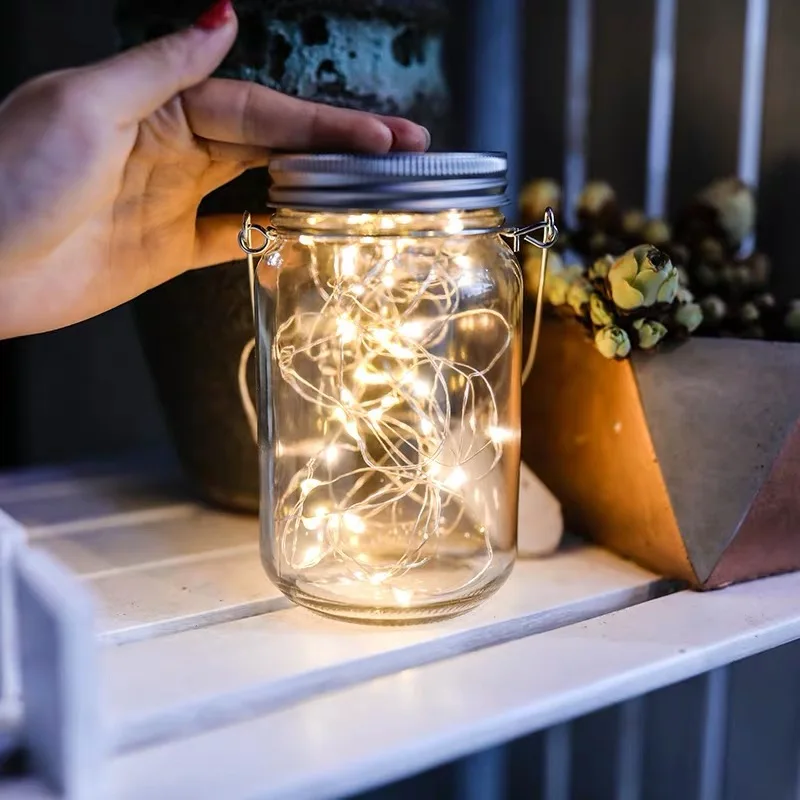2021 OEM glass led solar bottle mason Jar light for garden decorate