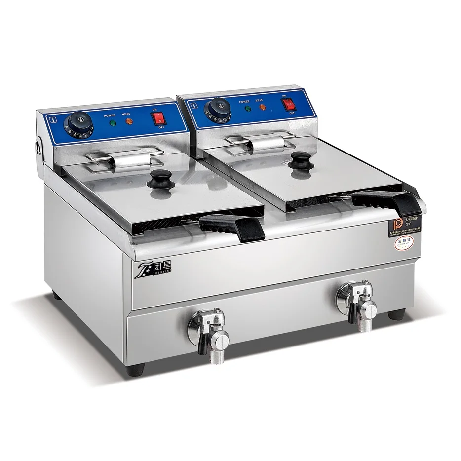 Электрическая фритюрница для коммерческого использования с двумя корзинами