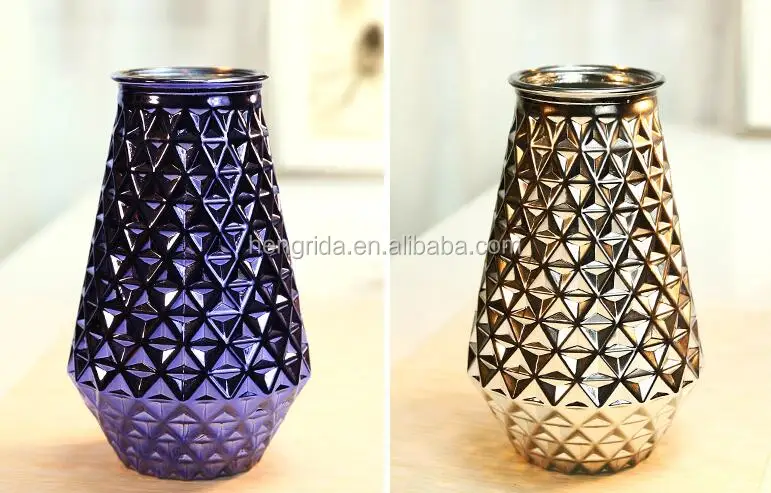 Colored Glass Flower Vase With Handle For Home Deco glass & crystal vases nordic style colorful