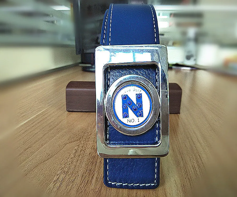 New Style Custom Logo CowHide Golf Leather Belts With Marker