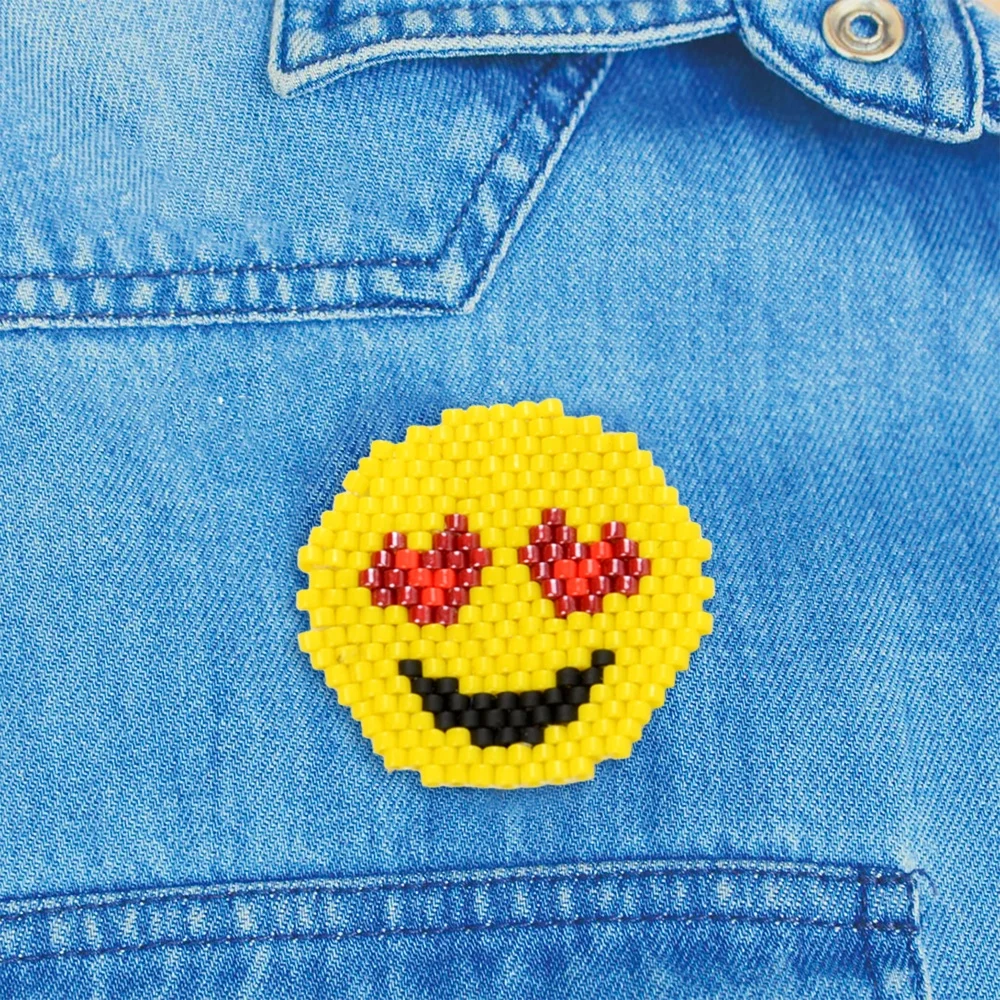 MoyaMiya Jewelry Smiley faces handmade beaded baghang custom china wholesale accessories brooch