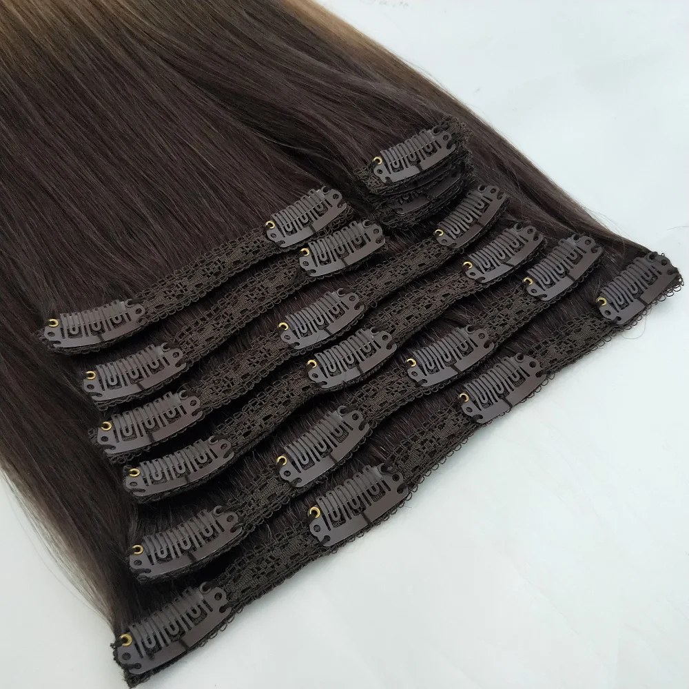 20inch 160g Fullhead Set Brazilian Virgin Remy Cuticle Aligned Natural Human Hair Clip In Human Hair Extensions