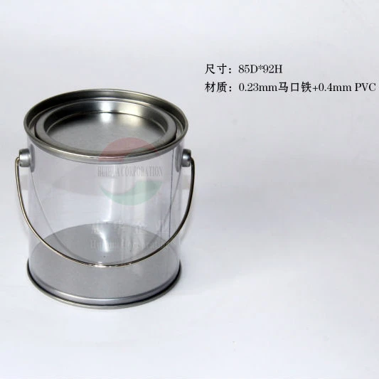 Clear PVC Plastic Bucket Containers With Metal Lid Recyclable Round Pattern for Paint Usage or