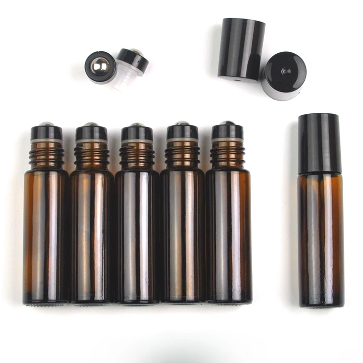 High quality custom wholesale 5ml custom amber perfume roller ball bottle