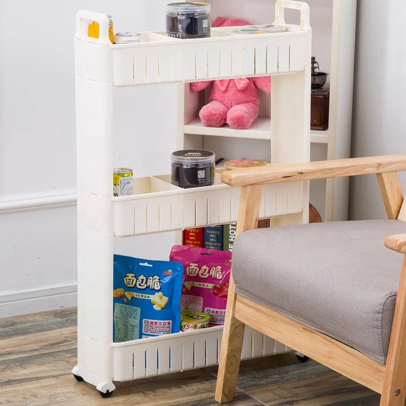 Foldable Storage Organizer Plastic Corner Shelf Moveable Rack in Kitchen Bathroom