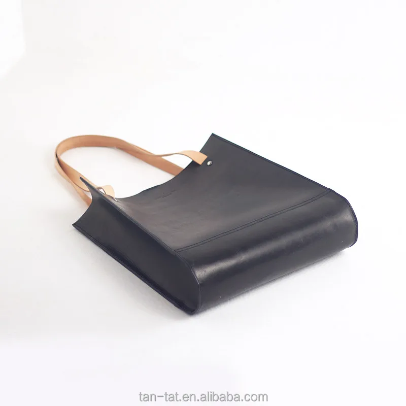 
Women Black Fashion Cow Wax Oil Leather Tote Bag 
