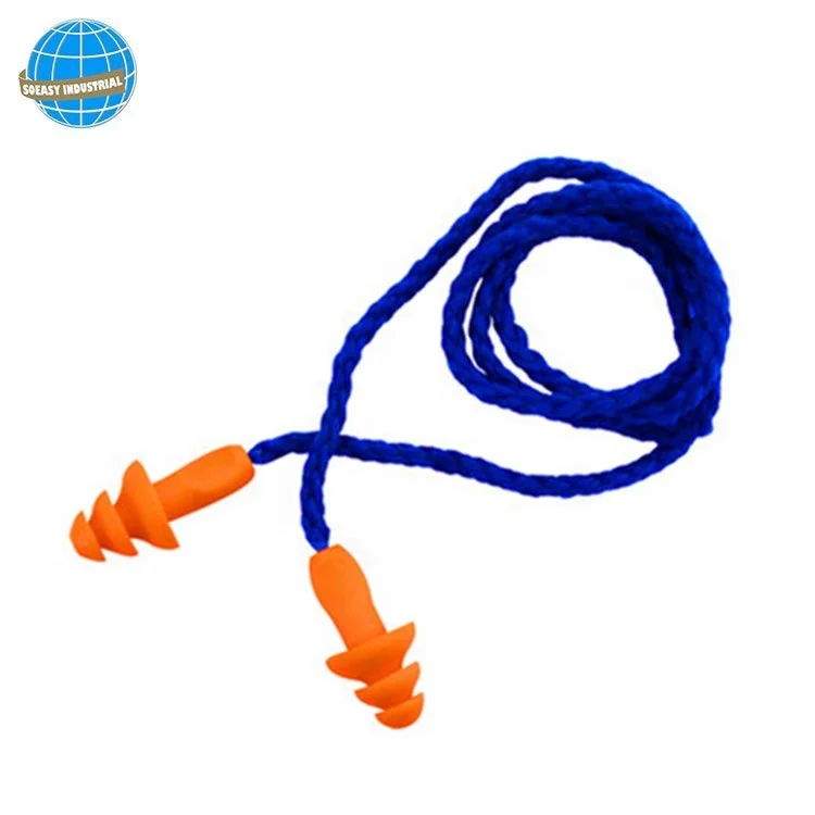 Soft Silicone Corded Ear Plugs Reusable Hearing Protection Earplugs