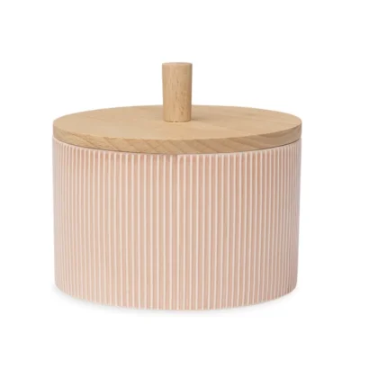 Porcelain candle jar container with bamboo lid