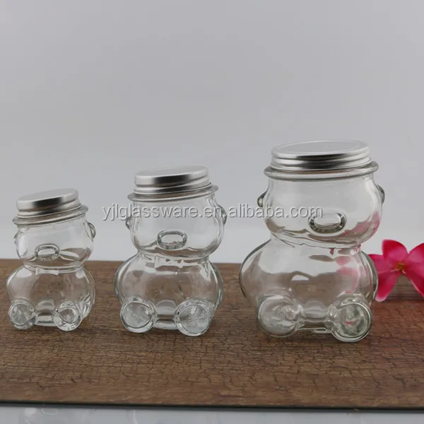 Hot selling wholesale price available different sizes glass bear jar glass bear honey jar bear shaped glass jars