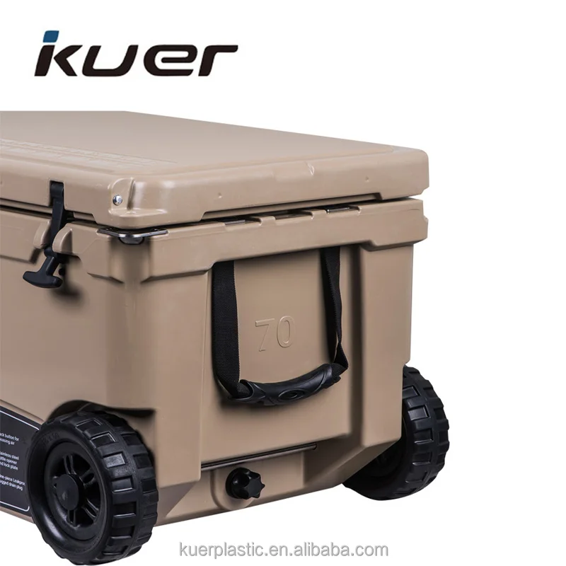 70QT long time outdoor fishing use roto-mold cooler box with wheel