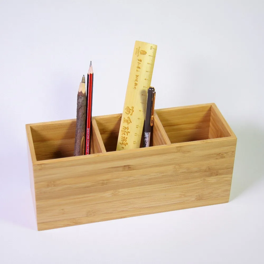 bamboo wooden desk organizer