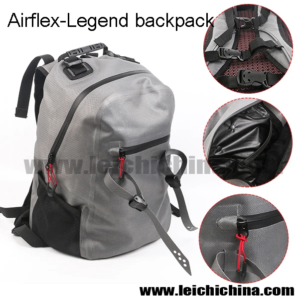 840D Polyurethane-coated waterproof fishing tackle backpack