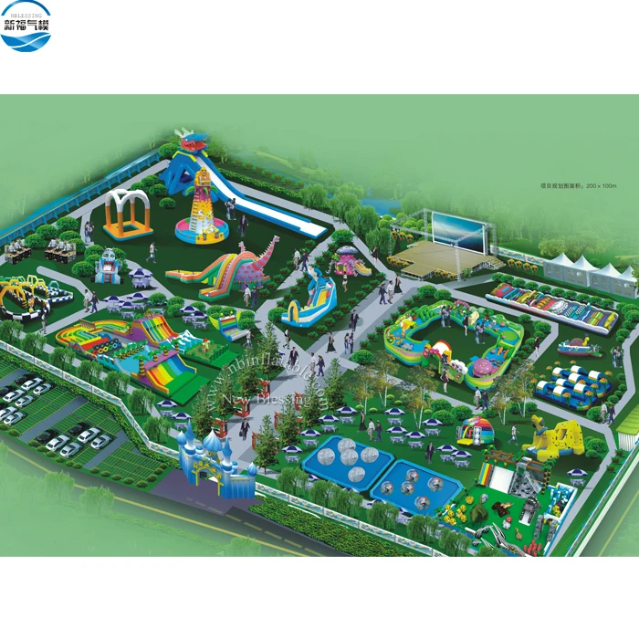 Summer hot 3D land inflatable water aqua park, giant inflatable slide with pool for sale, hobby castle theme park