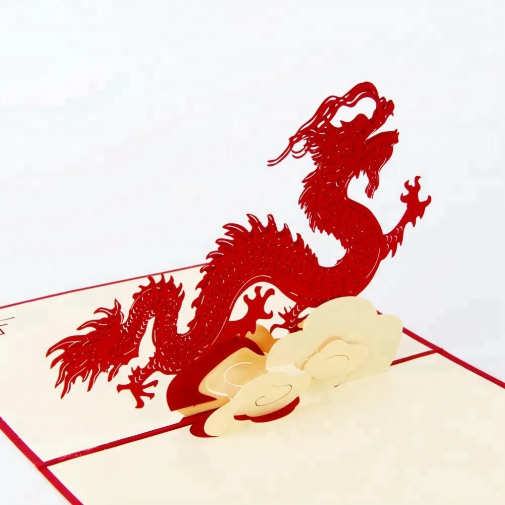 
3D pop up Dragon greeting card handmade kirigami gifts for Chinese New Year 