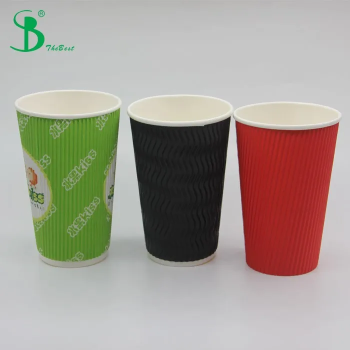 Custom Printed Design Colored Brown Takeaway Double Wall Ripple Hot Coffee Tea Paper Cups For Sale