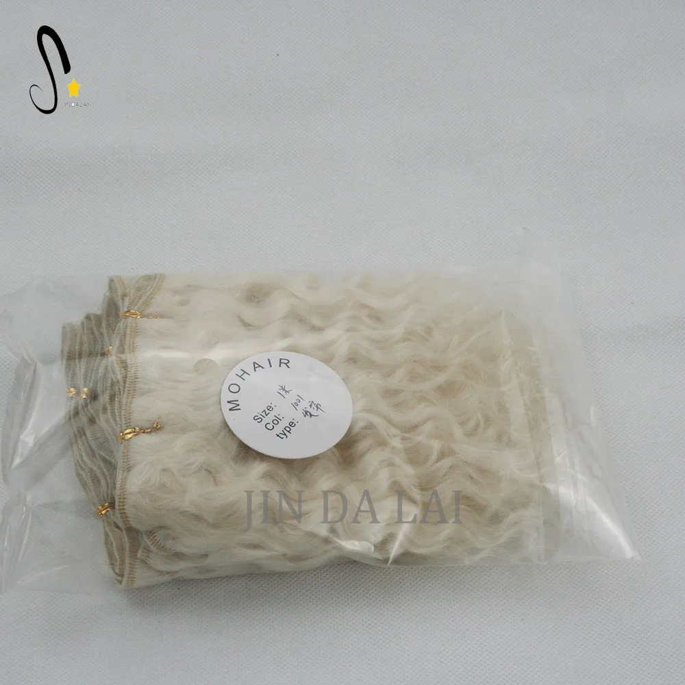 Wholesale 100 percent Mohair weft for doll real Angora Wool Hair doll wig Deep Wavy Mohair Weft Doll