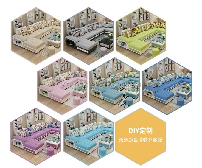 
fashion U shaped Leather sofa set 7 seater lounge furniture 