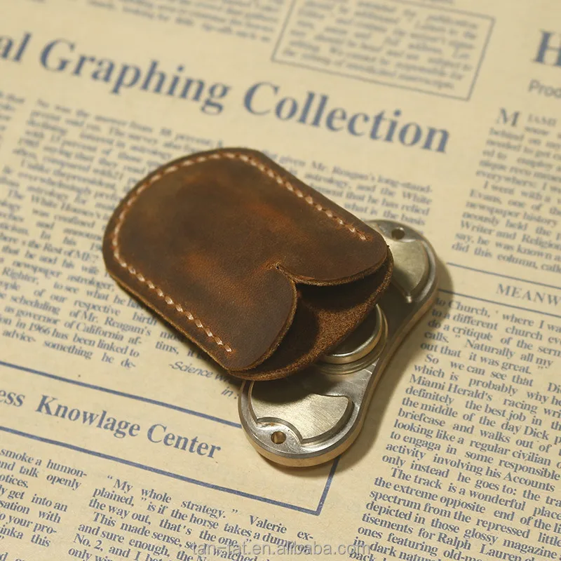 Cow Leather Tri Spinner Fidget Hand Toy Case