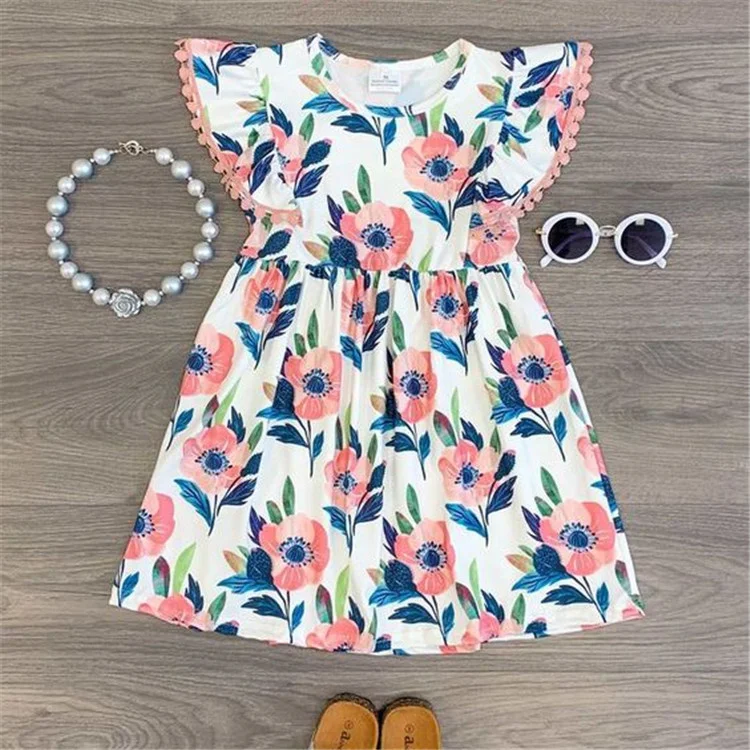 Wholesale girls clothes kids beautiful Aria Floral Dress baby girl dress new style