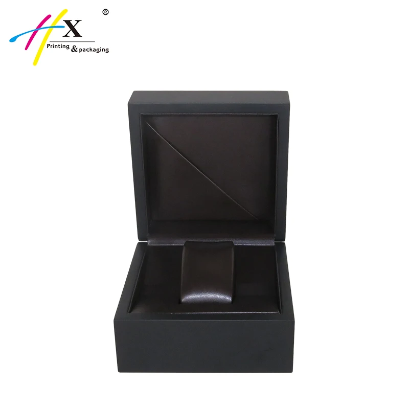 black square watch wood box for large face watches with pocket inside