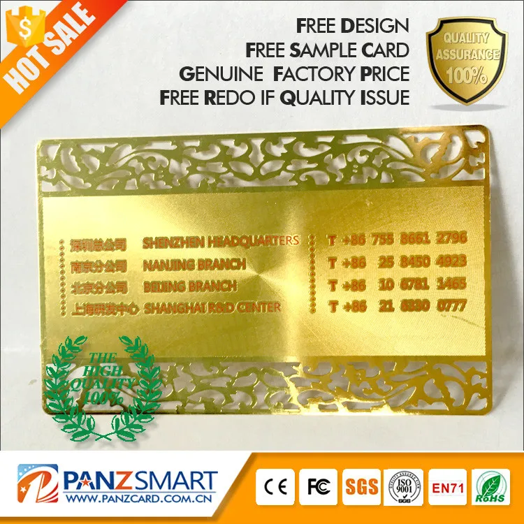 High Quality custom gold metal NFC business card with embossed number