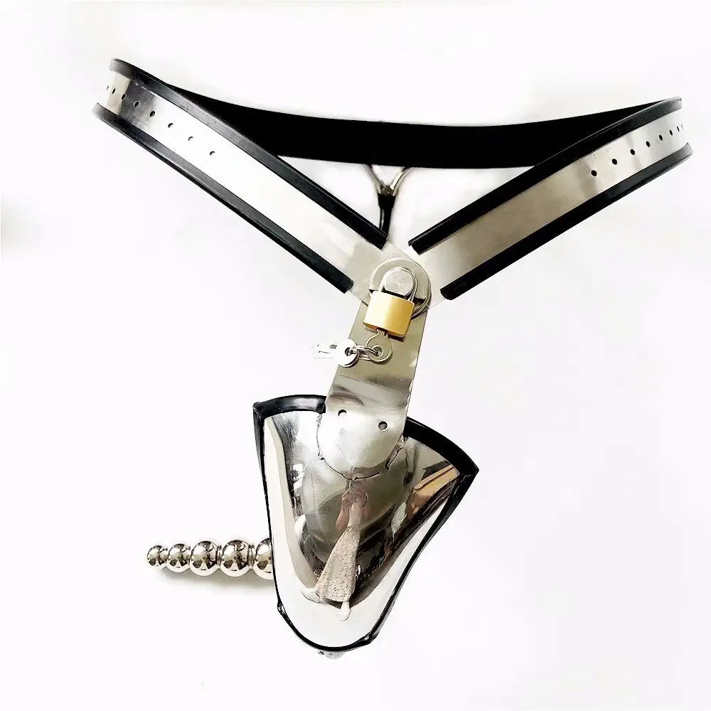 Black emperor brand new male stainless steel chastity belt anal plug  penis lock