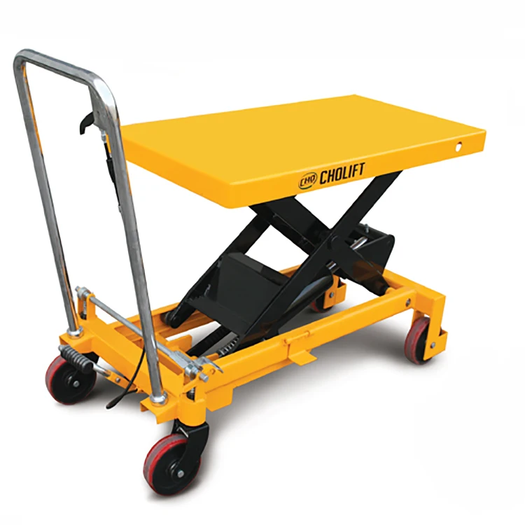 EU Type 1000kg Work Platform Hand Manual Hydraulic Single Scissor Lift Table Cart With Back Guard