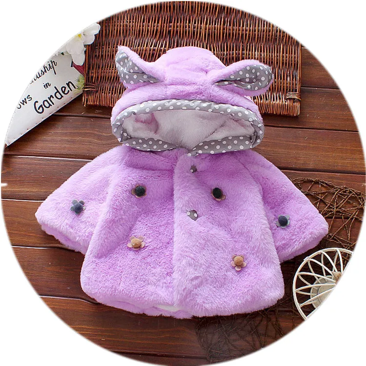 
wholesale baby coat imitate fur 6 month cute ear winter baby hoodie coat 