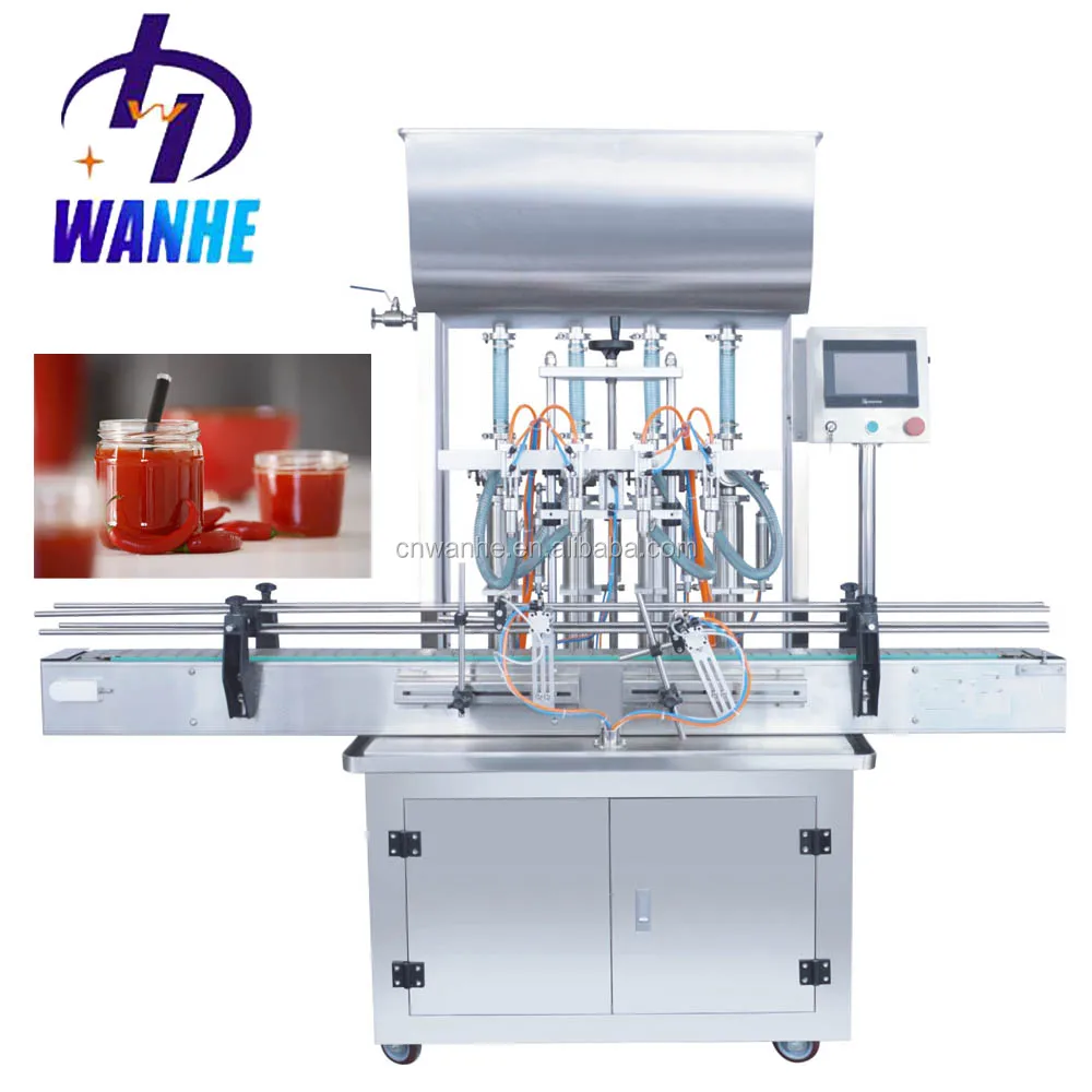 Automatic 4 Head Paste Water Bottle Line Oil Filling Production Machines 50~1000ml Dia:40-90mm H:80-2300mm