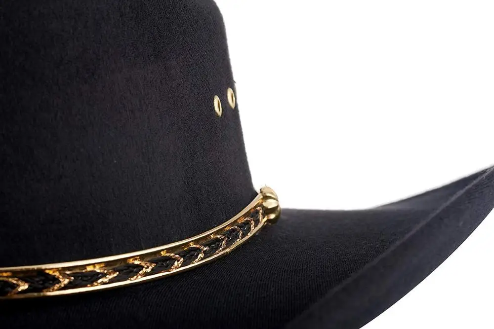 Faux Felt Wide Brim Fedora Western Cowboy Hat