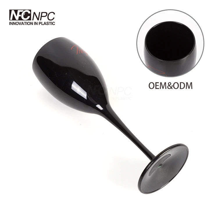 Black Polycarbonate Plastic Champagne Glasses Flutes For Party&events