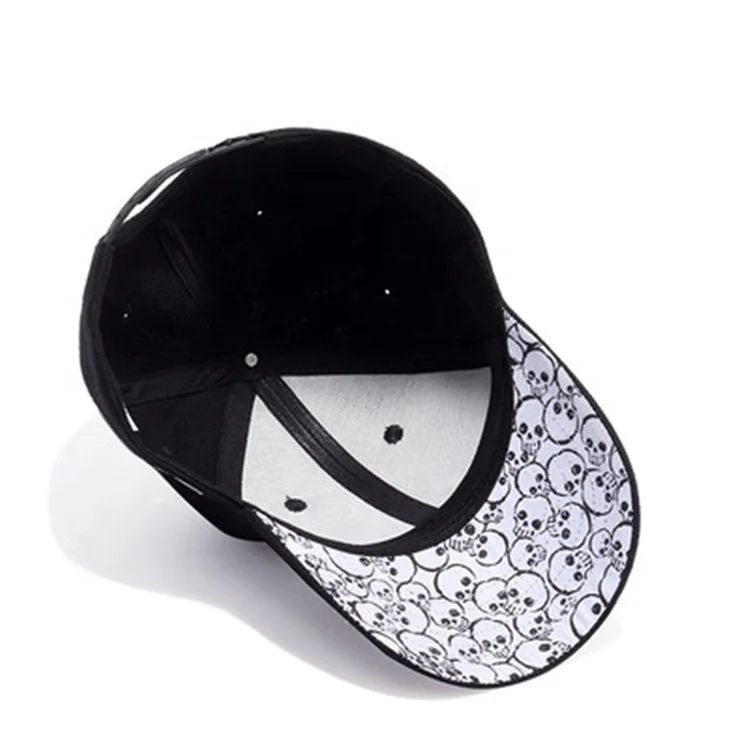 
Factory Wholesale Custom Embroidery Bend Down Baseball Hat With Skull Pattern 