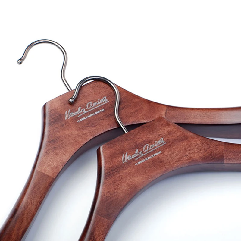 Personalized Brand Fur Heavy Duty Antique Brass Wooden Coat Hangers