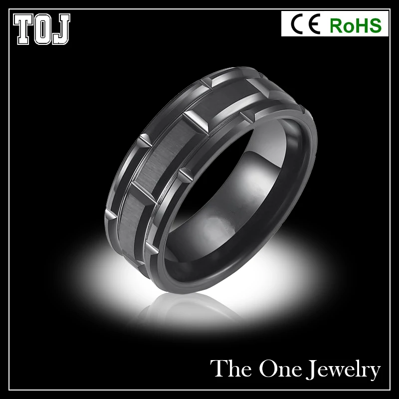 Мужское черное модное кольцо из карбида вольфрама