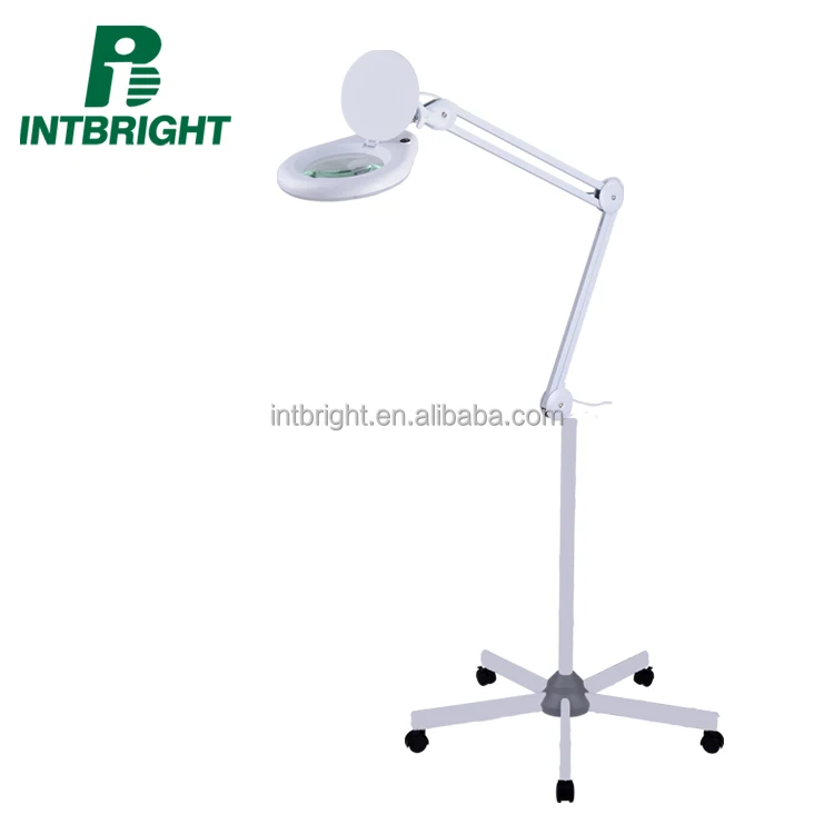 
FS1 high quality led magnifying lamp and working lamp 4-Star wheel Rolling floor stand 