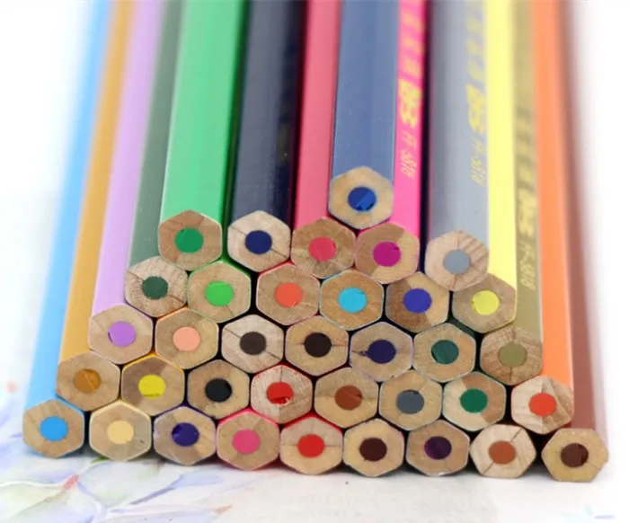 Office School Supplies Paper Barrel Packing 24 Colored Pencils Tube Student Drawing Pencil Hexagonal OEM Plastic & Fine Art