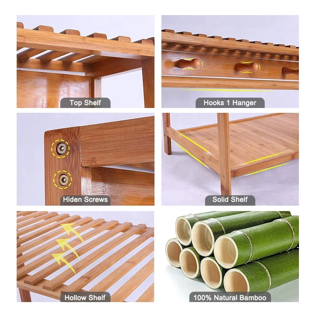 
Clothing Rack Wood Bamboo High 65 X 31.5 