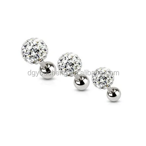 
Stainless Steel Ferido Crystal Tragus Earrings Helix Cartilage Stud 